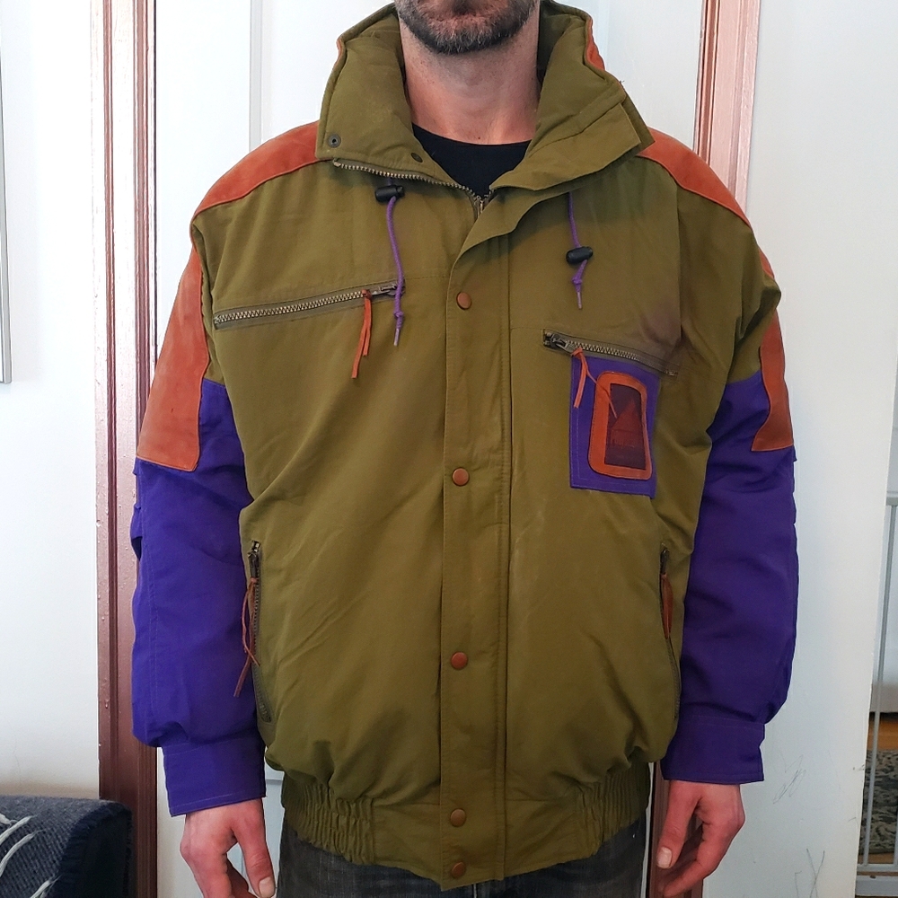 Powderhorn Vintage Leather Down Ski Jacket Coat